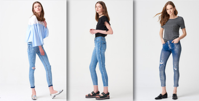 Paçaları Fırfırlı Kot Pantolon Bayan Modelleri